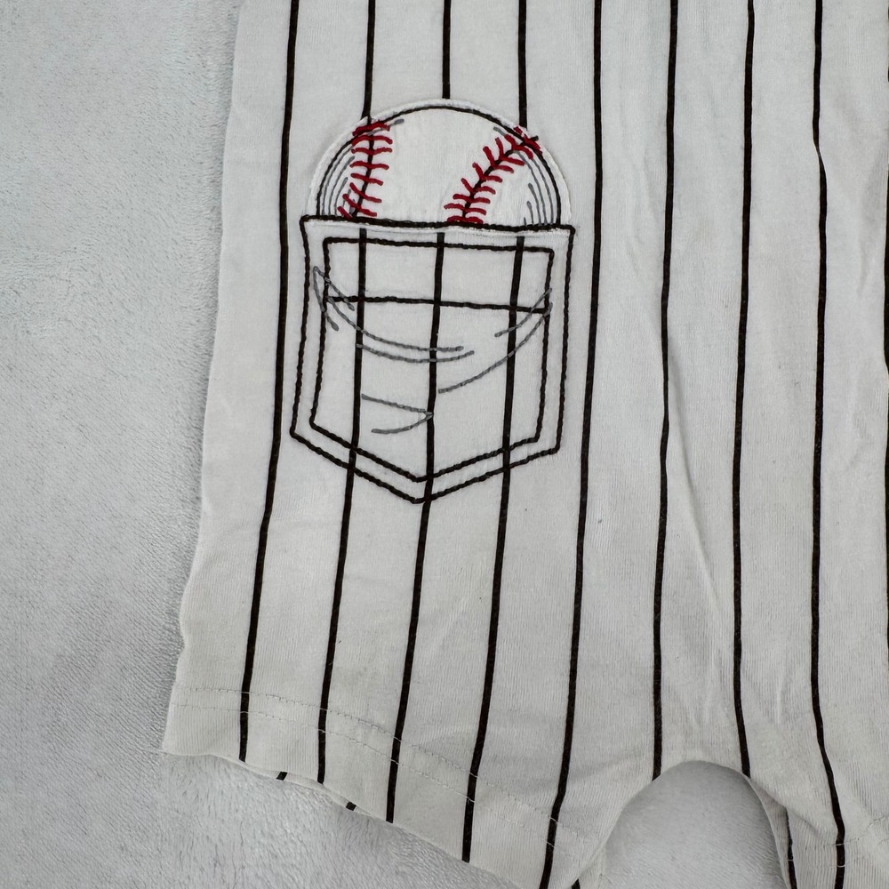 Carters Romper Outfit Baby Boy 18M Retro Baseball Pinstripe Jersey Child of Mine - Picture 4 of 5